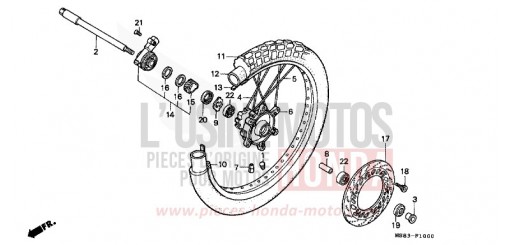 FRONT WHEEL XRV650J de 1988